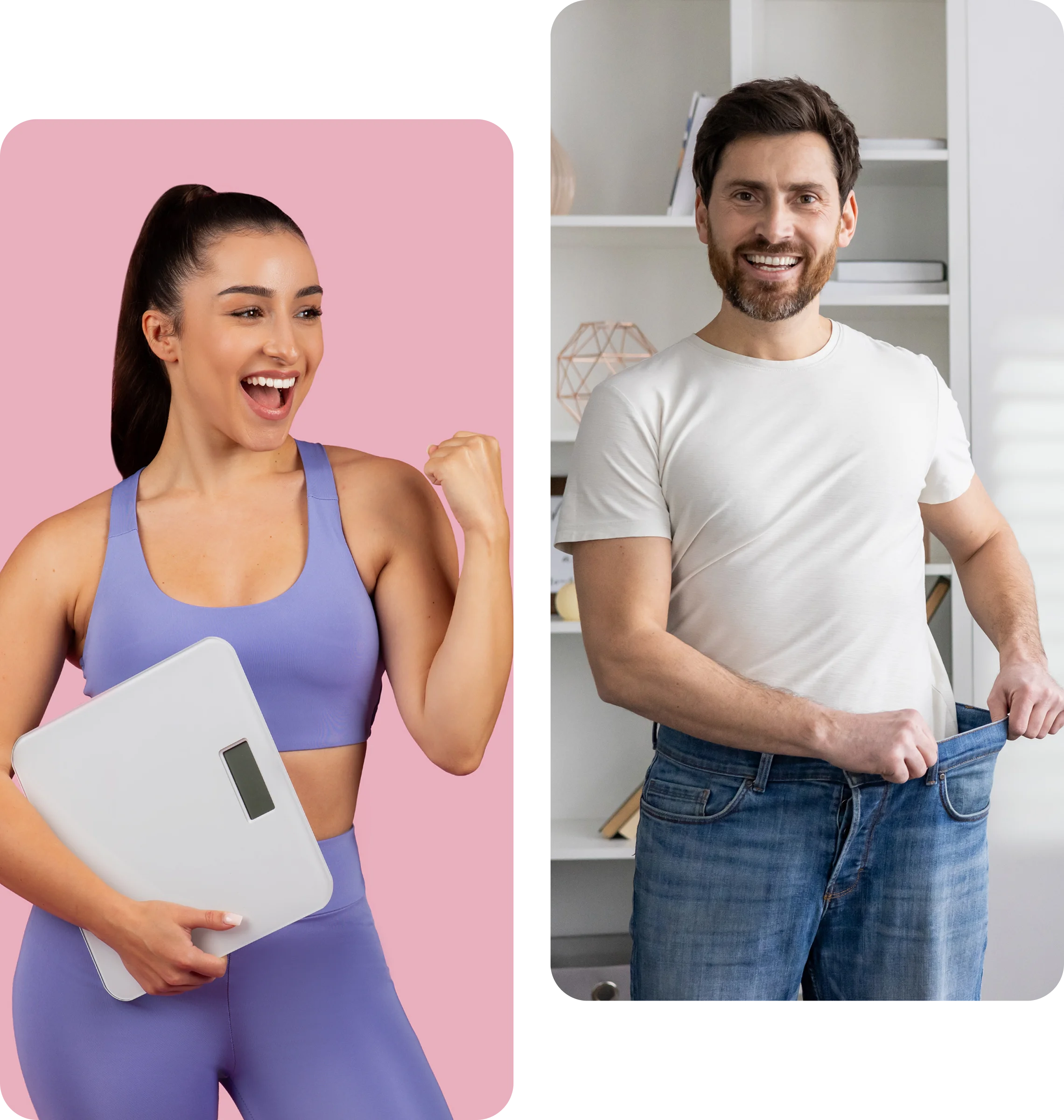 Group 1321317283 Happy people celebrating weight loss success.